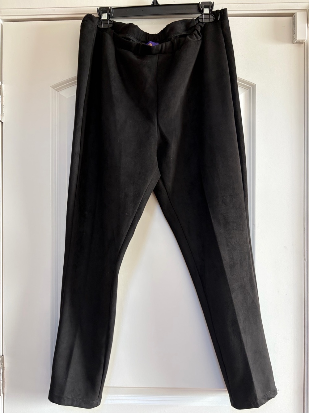 Curations Caravan Women’s Faux Suede Pants Black Size 1X Stretch Waist Side Zip